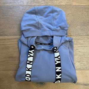 DKNY Sport Women's Blue Cropped Hoodie Sweater Size Medium